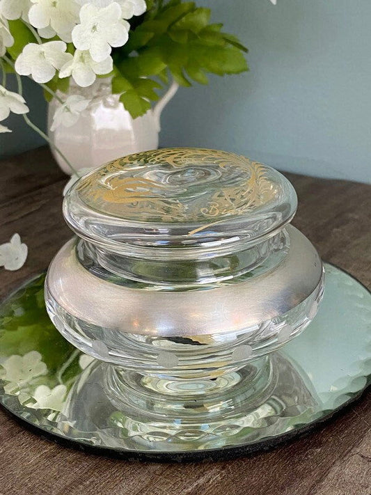 Vintage Italian Glass and Sterling Dresser Jar at Duckwells