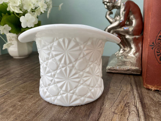 Vintage Large Milk Glass Hat by Fenton - Duckwells