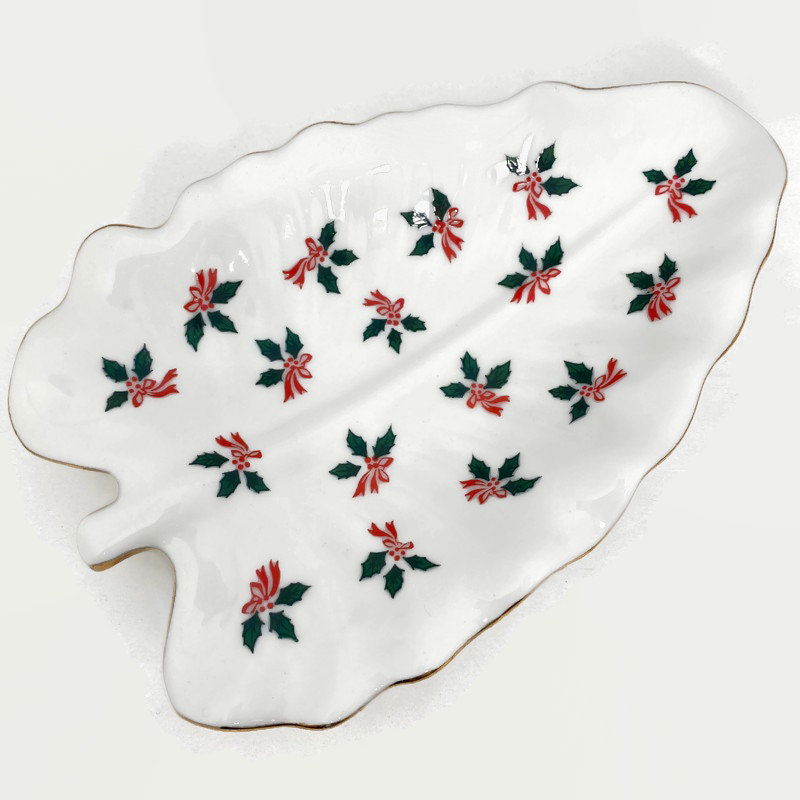 Vintage Lefton White Ceramic Christmas Tree Dish - Duckwells