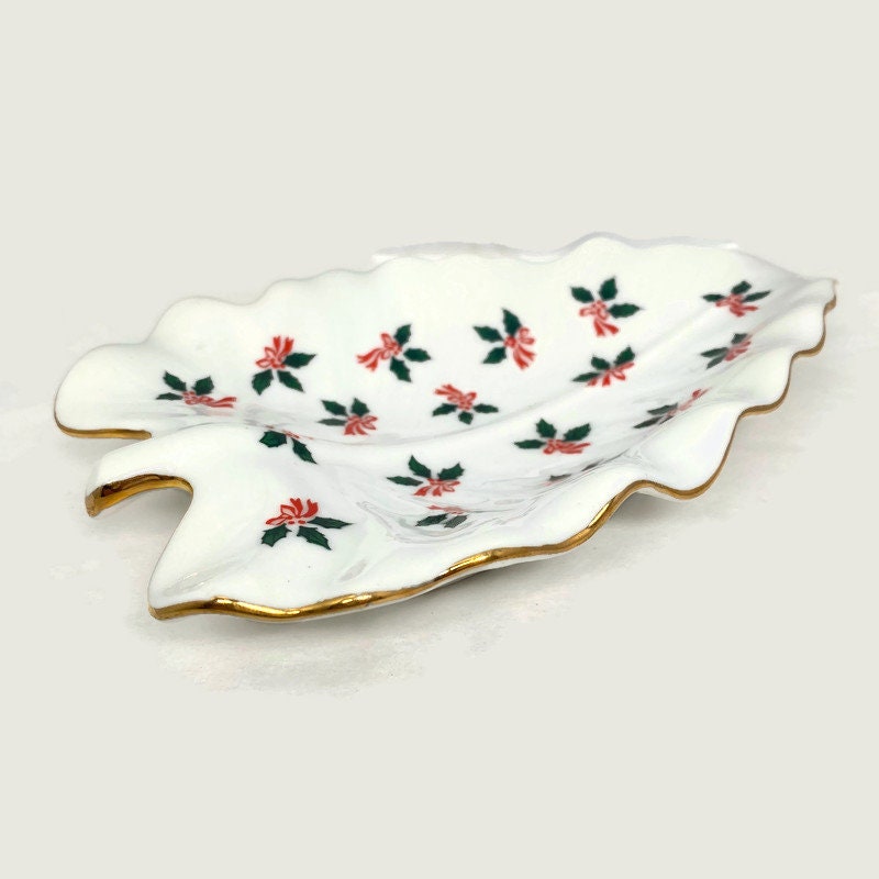 Vintage Lefton White Ceramic Christmas Tree Dish - Duckwells