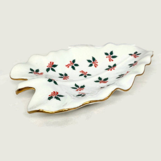 Vintage Lefton White Ceramic Christmas Tree Dish - Duckwells