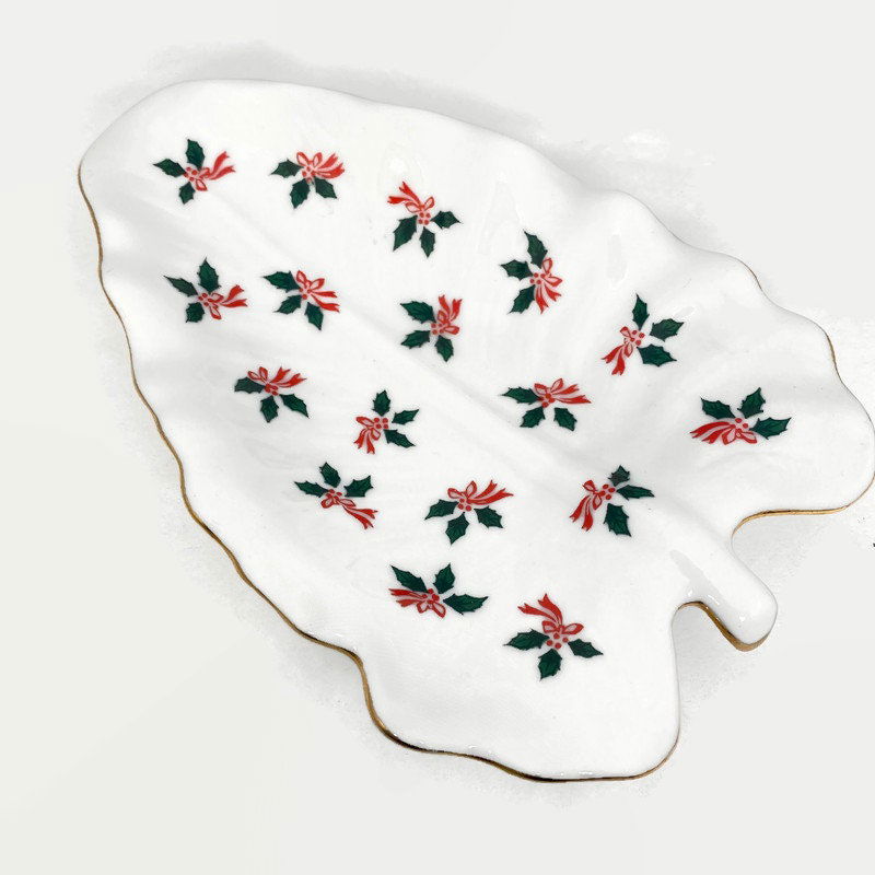 Vintage Lefton White Ceramic Christmas Tree Dish - Duckwells