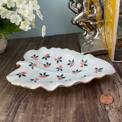 Vintage Lefton White Ceramic Christmas Tree Dish - Duckwells