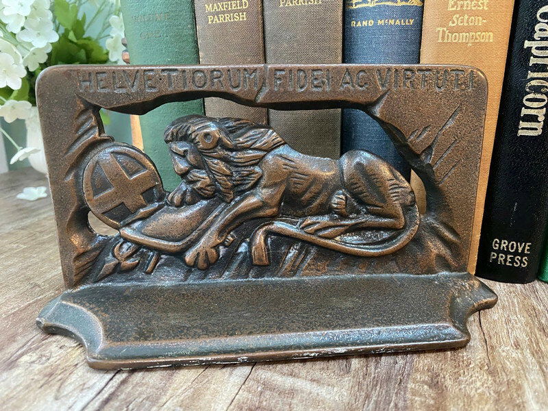 Vintage Lion of Lucerne Bookends - Duckwells