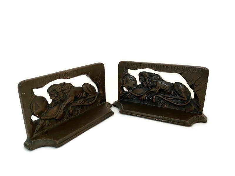 Vintage Lion of Lucerne Bookends - Duckwells