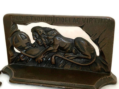 Vintage Lion of Lucerne Bookends - Duckwells