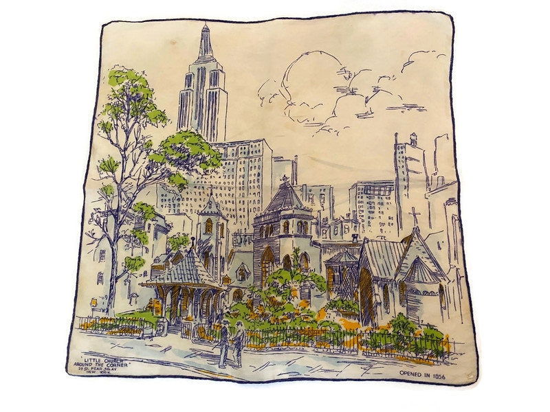 Vintage Little Church Around the Corner Handkerchief - Duckwells