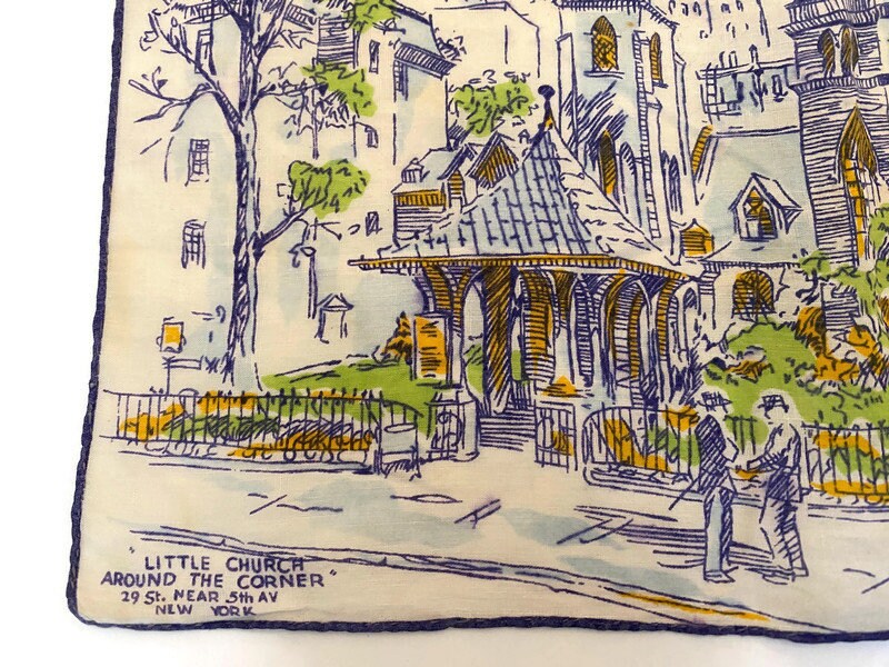Vintage Little Church Around the Corner Handkerchief - Duckwells