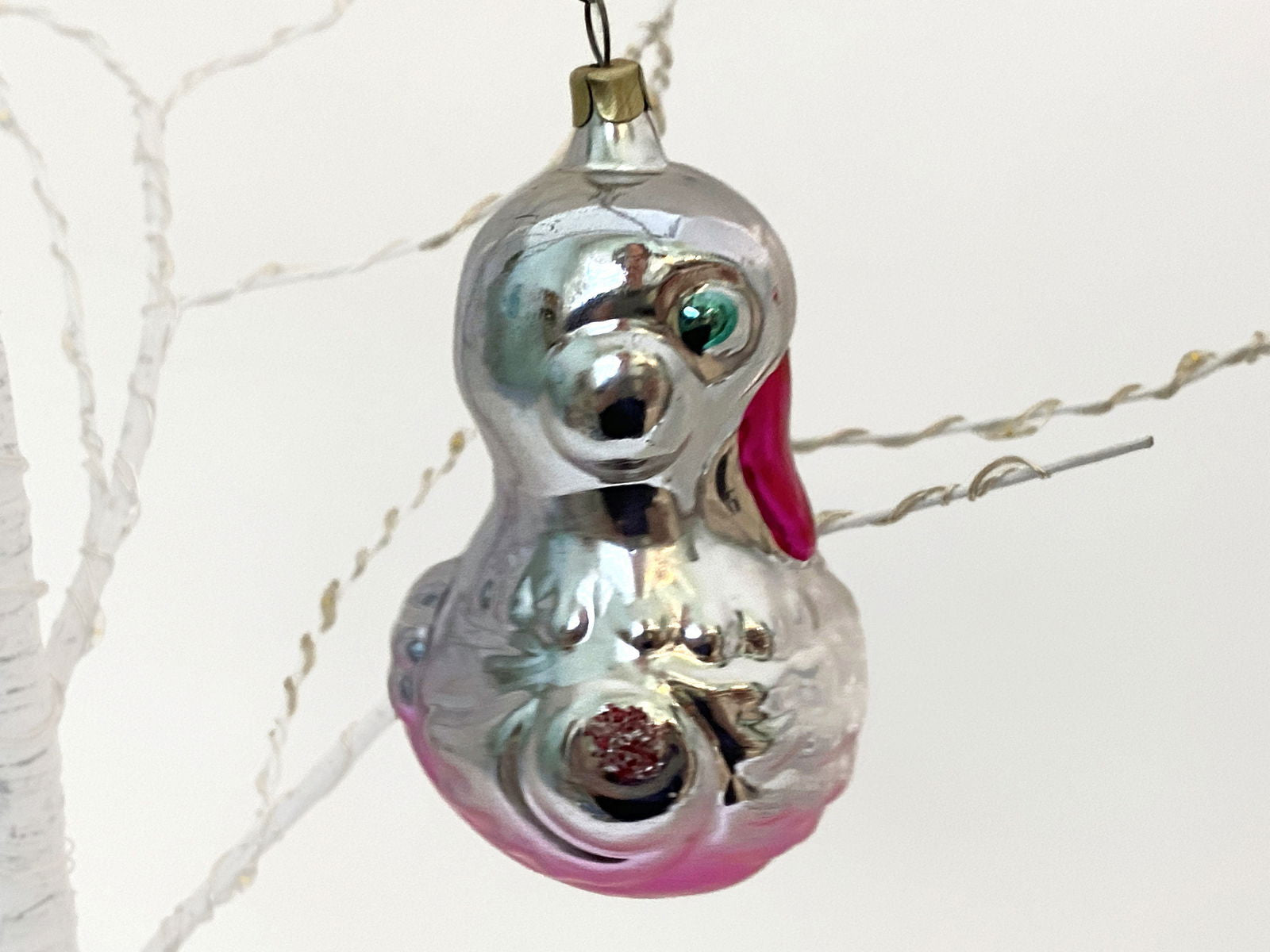 Vintage Mercury Glass Duck Ornament - Duckwells