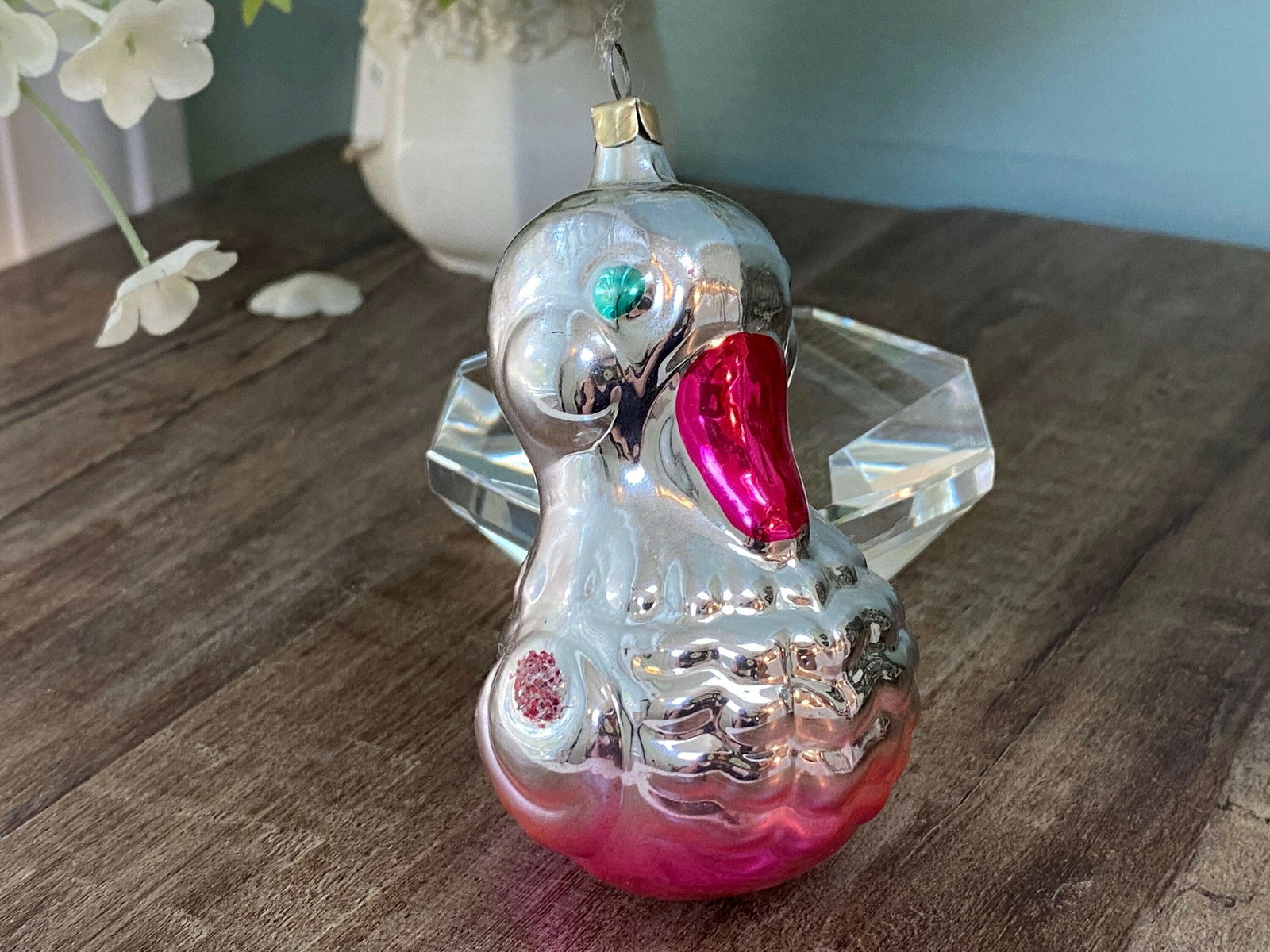 Vintage Mercury Glass Duck Ornament - Duckwells