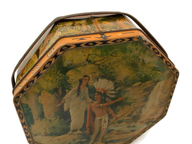 Vintage Native American Litho Tin - Duckwells