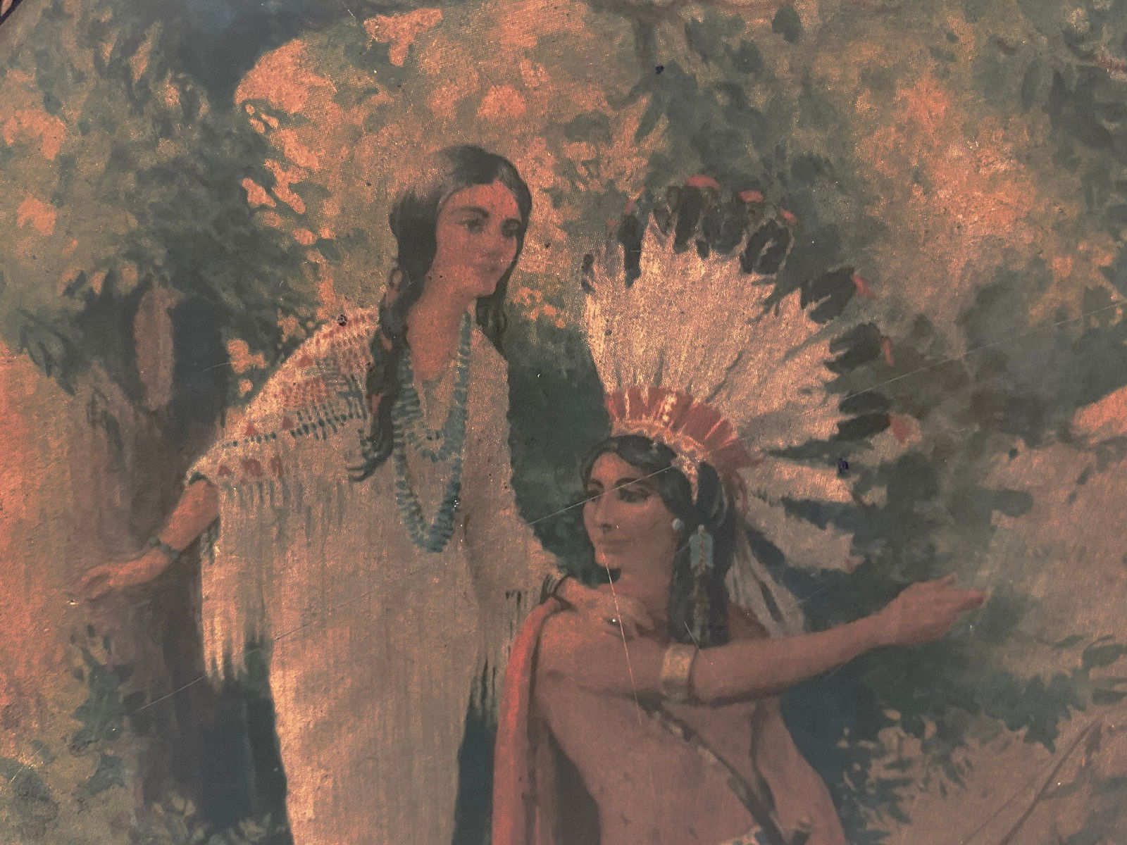 Vintage Native American Litho Tin - Duckwells