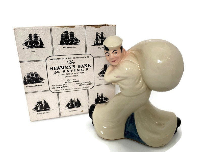 Vintage Navy Man Coin Advertising Bank - Duckwells