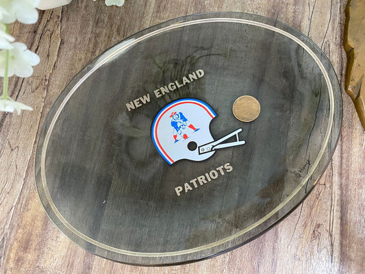 Vintage New England Patriots Smoked Glass Dish by Houze Glass at Duckwells