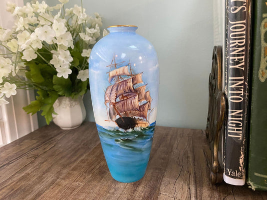 Vintage Notitake Clipper Ship Vase Signed by the Artist at Duckwells