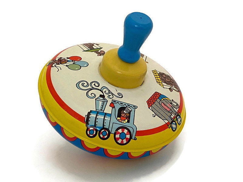 Vintage Ohio Art Tin Litho Spinning Top Toy - Duckwells