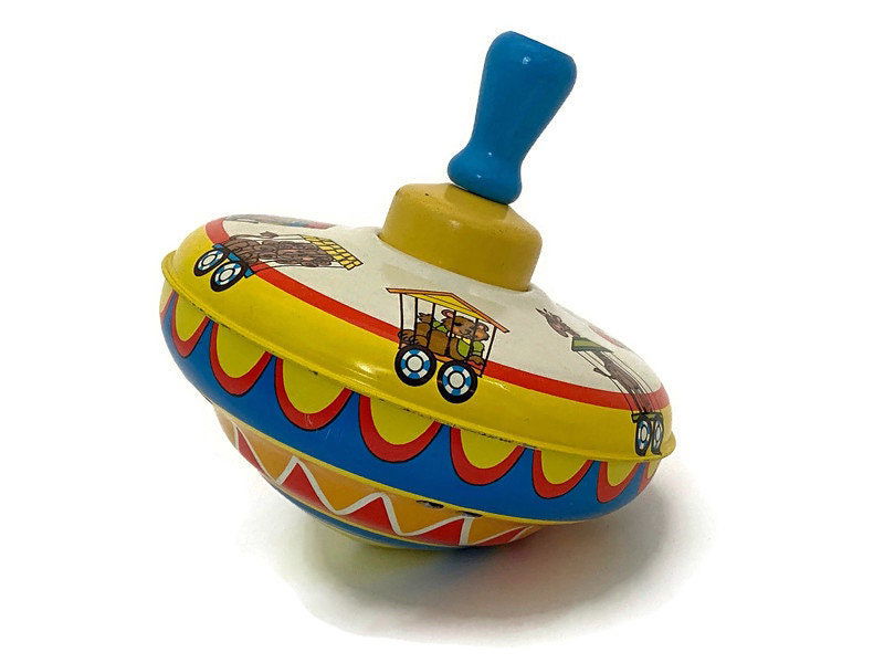 Vintage Ohio Art Tin Litho Spinning Top Toy - Duckwells