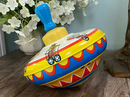 Vintage Ohio Art Tin Litho Spinning Top Toy - Duckwells