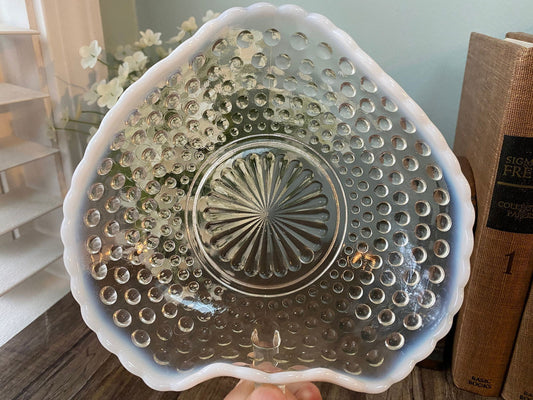 Vintage Opalescent Hobnail Candy Dish with Handle at Duckwells