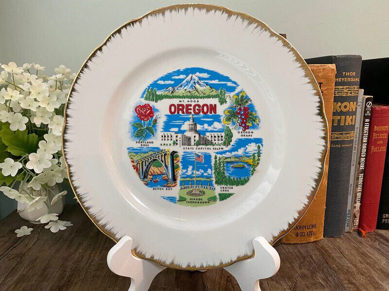 Vintage Oregon Souvenir Plate - Duckwells
