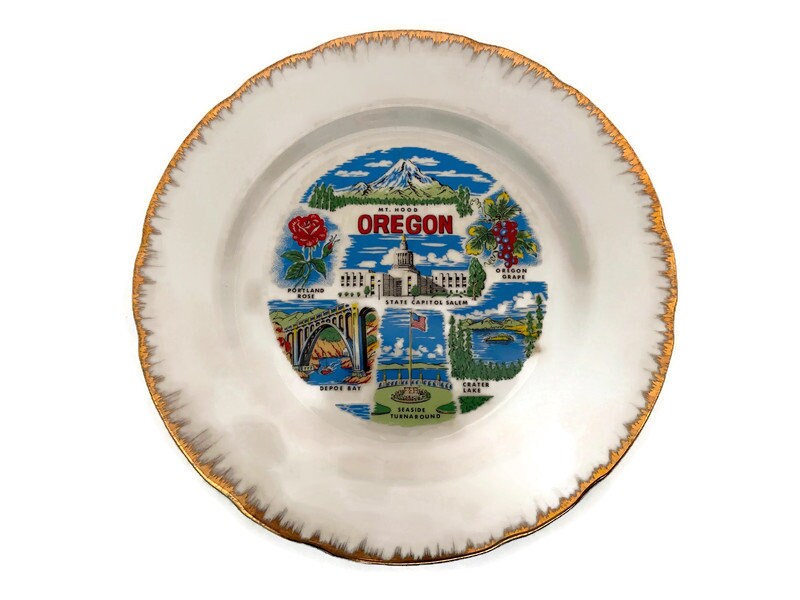 Vintage Oregon Souvenir Plate - Duckwells