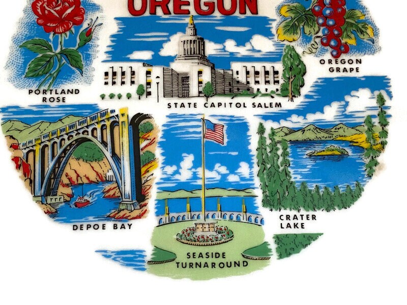 Vintage Oregon Souvenir Plate - Duckwells