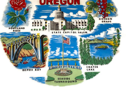Vintage Oregon Souvenir Plate - Duckwells
