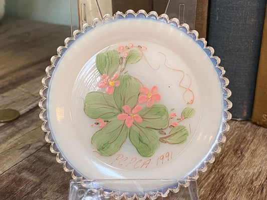 Vintage Pairpoint Glass Cup Plate - Hand Painted PCPCA Convention 1991 at Duckwells