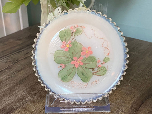 Vintage Pairpoint Glass Cup Plate - Hand Painted PCPCA Convention 1991 at Duckwells