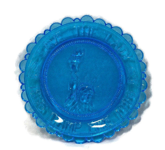 Vintage Pairpoint Glass Cup Plate - Statue of Liberty at Duckwells