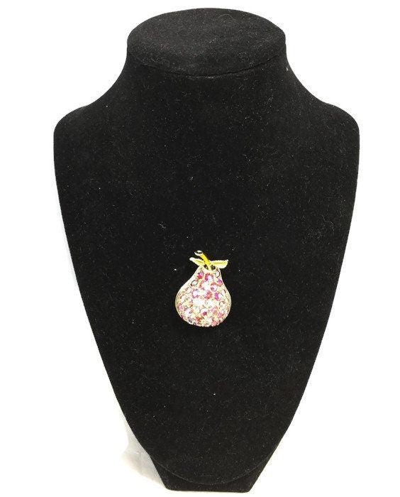 Vintage Pear Rhinestone Brooch Pin at Duckwells