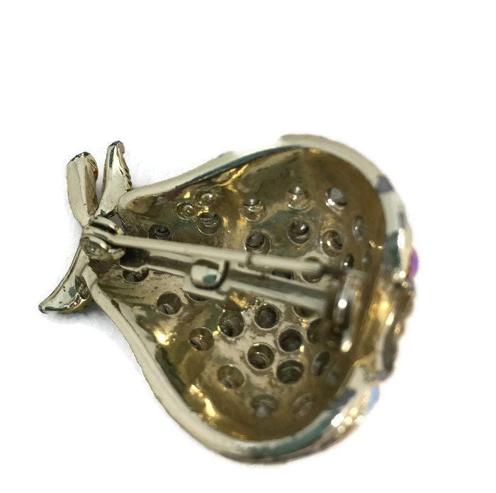 Vintage Pear Rhinestone Brooch Pin at Duckwells