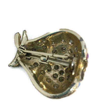 Vintage Pear Rhinestone Brooch Pin at Duckwells
