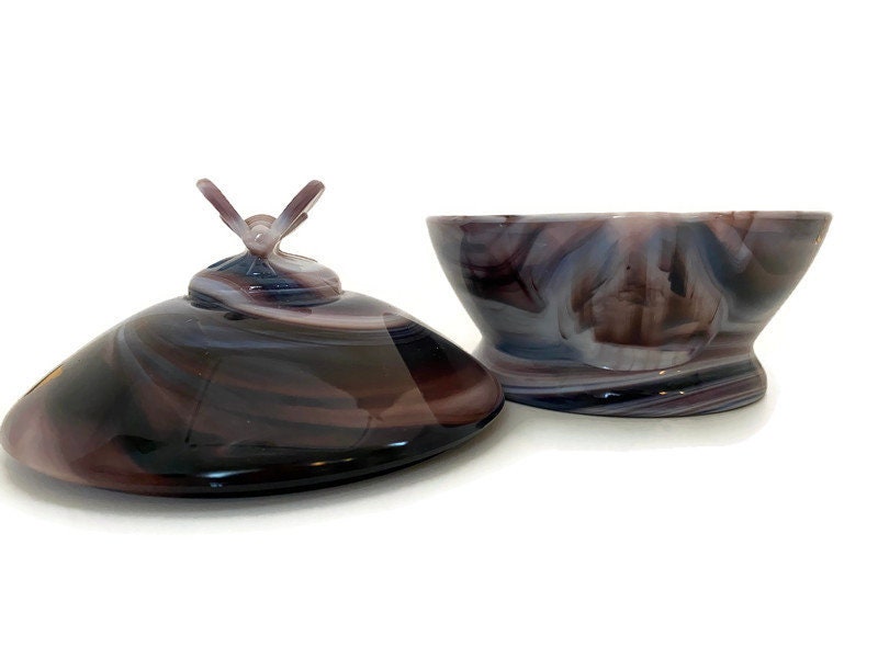 Vintage Purple Slag Glass Bee Box Covered Dish at Duckwells