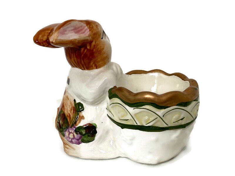 Vintage Rabbit Ceramic Figurine Egg Holder - Duckwells