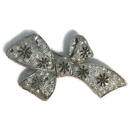 Vintage Rhinestone Bow Brooch - Duckwells