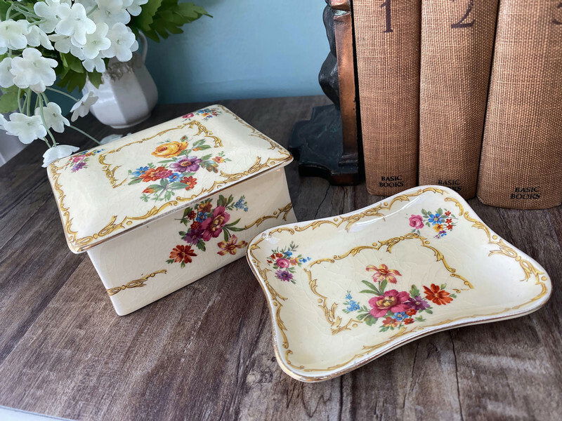 Vintage Royal Winton Grimwades Ceramic Dresser Set - Duckwells
