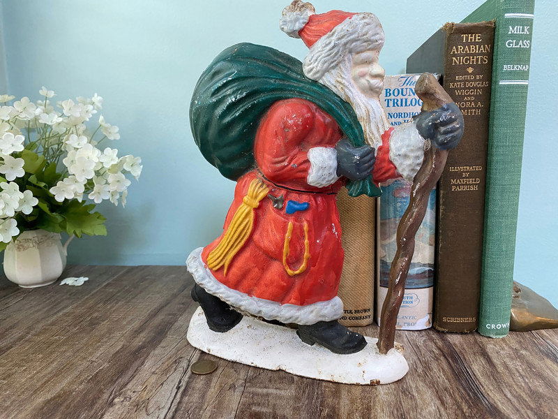 Vintage Santa Claus Cast Iron Doorstop - Duckwells