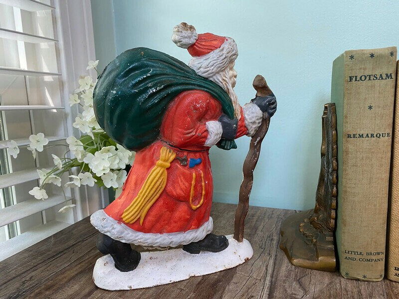 Vintage Santa Claus Cast Iron Doorstop - Duckwells