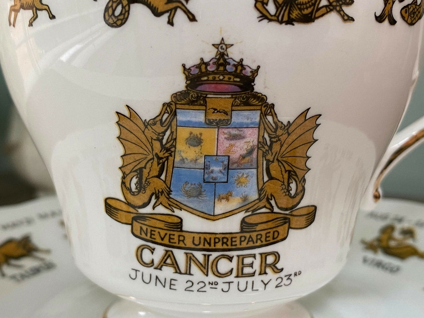 Vintage Signs of the Zodiac Cancer Cup and Saucer - Duckwells