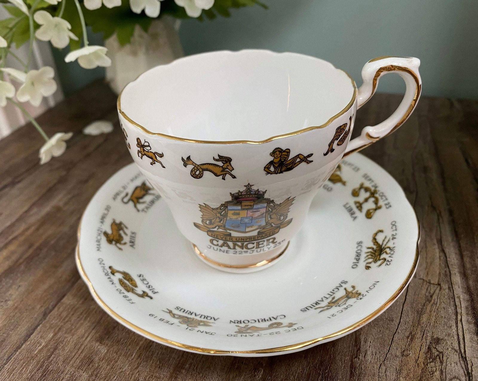 Vintage Signs of the Zodiac Cancer Cup and Saucer - Duckwells