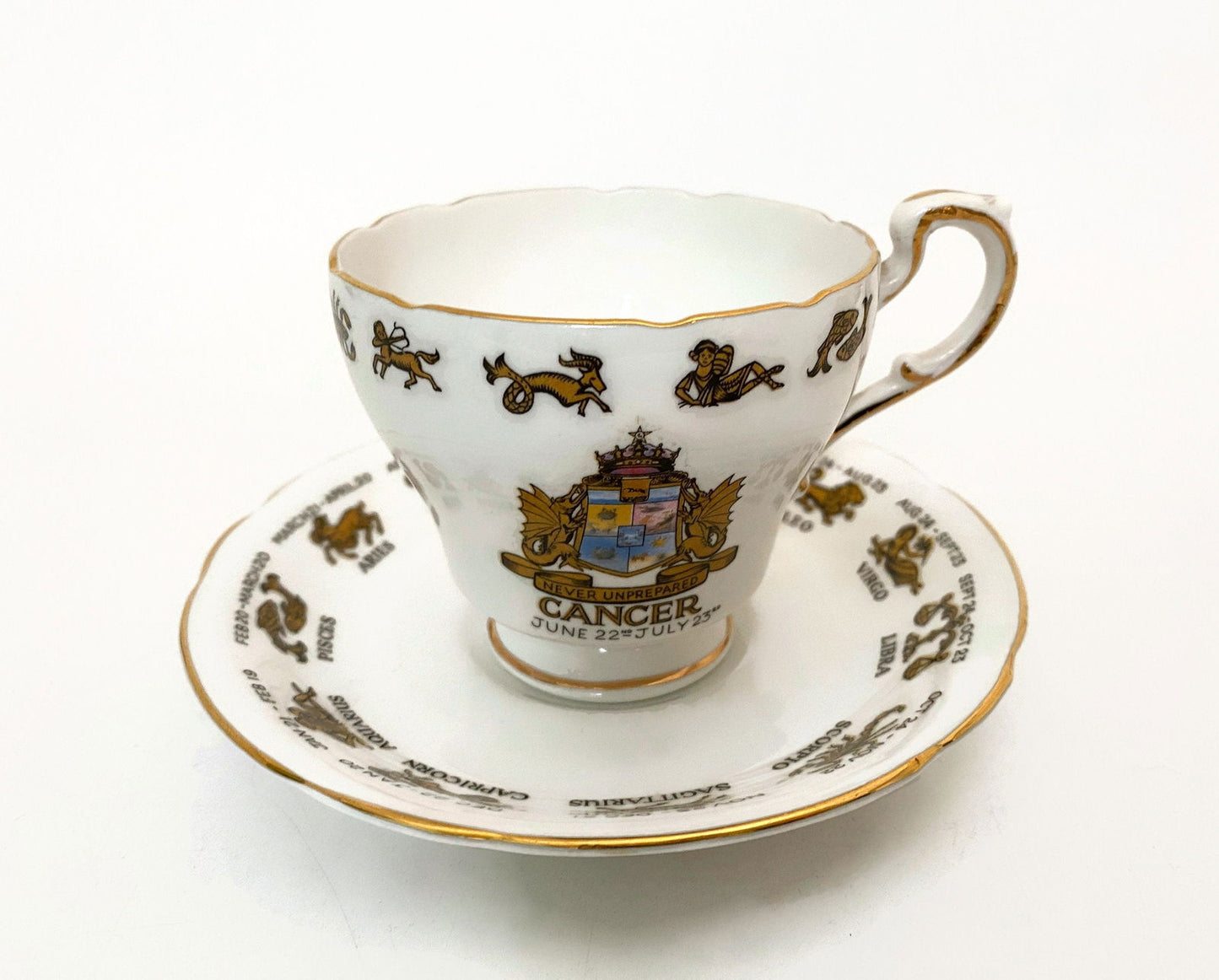 Vintage Signs of the Zodiac Cancer Cup and Saucer - Duckwells