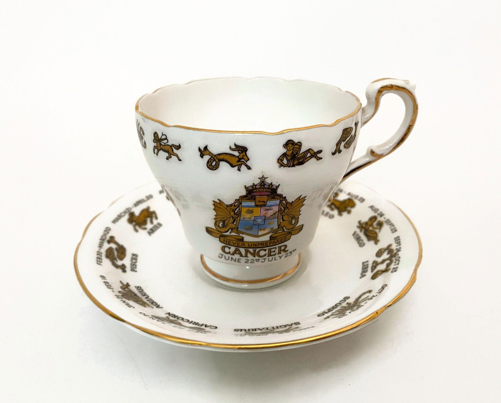 Vintage Signs of the Zodiac Cancer Cup and Saucer - Duckwells