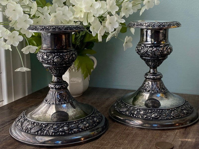 Vintage Silverplate Candlesticks by Jennings Brother - Duckwells