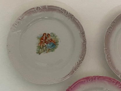 Vintage Small Plates with Center Courting Couple - Duckwells