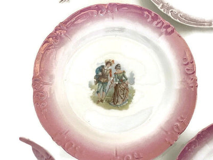 Vintage Small Plates with Center Courting Couple - Duckwells