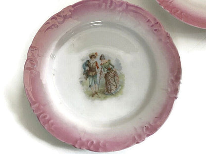 Vintage Small Plates with Center Courting Couple - Duckwells