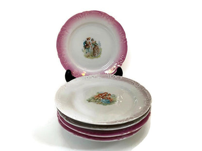 Vintage Small Plates with Center Courting Couple - Duckwells
