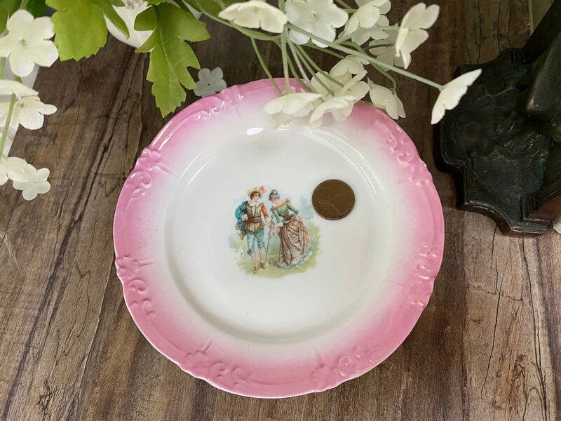 Vintage Small Plates with Center Courting Couple - Duckwells