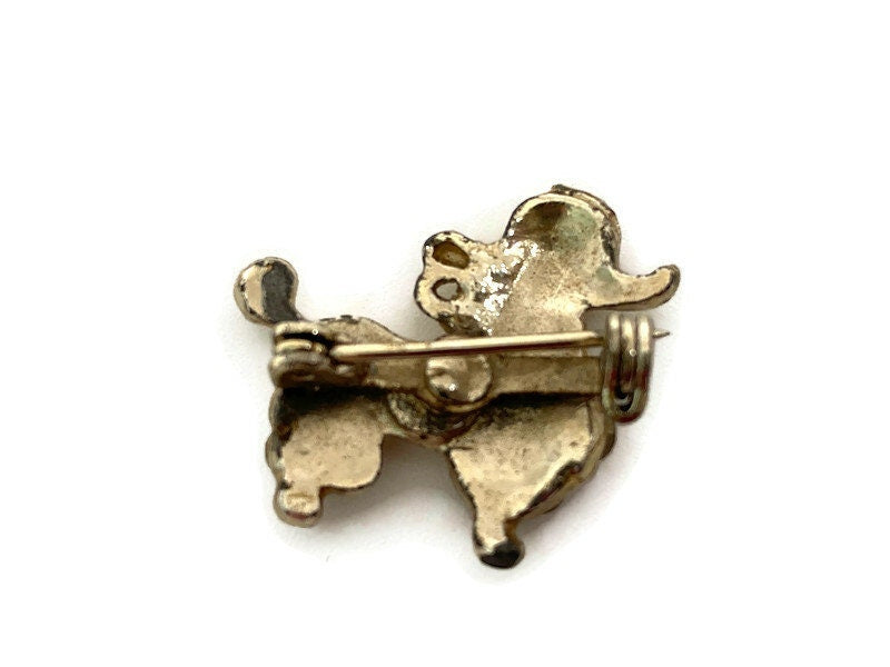 Vintage Small Rhinestone Poodle Brooch Pin - Duckwells